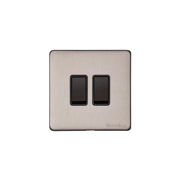 Premium Switches and Sockets I Vintage Range 2 Gang Rocker Switch in Aged Pewter