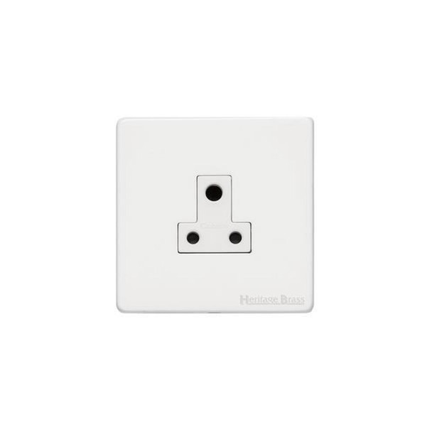 Vintage Range 5 Amp 3 Round Pin Socket in Gloss White  - White Trim