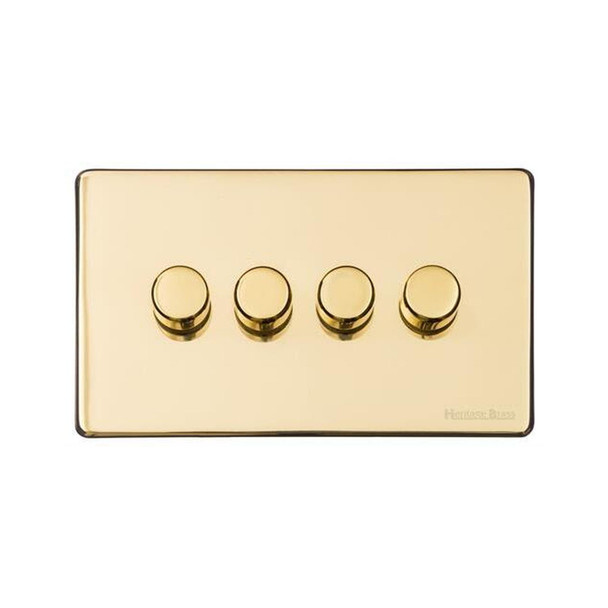 Vintage Range 4 Gang Dimmer (400 watts) in Unlacquered Polished Brass