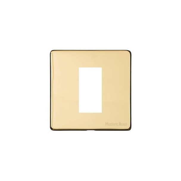 Vintage Range 1 Module Euro Plate in Unlacquered Polished Brass