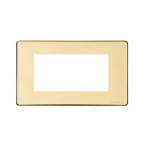 Vintage Range 4 Module Euro Plate in Unlacquered Polished Brass