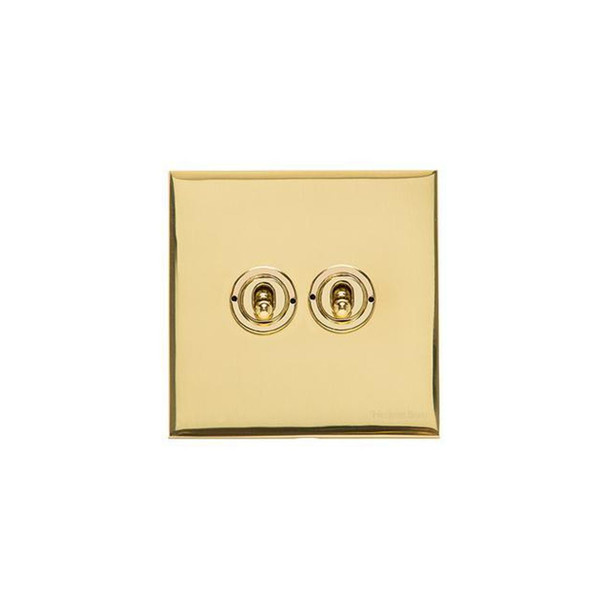 Winchester Range 2 Gang Toggle Switch in Polished Brass  - Trimless