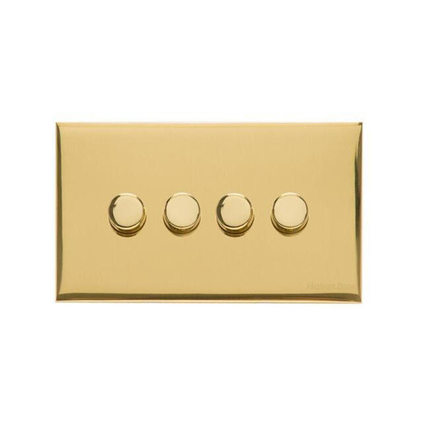 Winchester Range 4 Gang LED Dimmer in Polished Brass  - Trimless