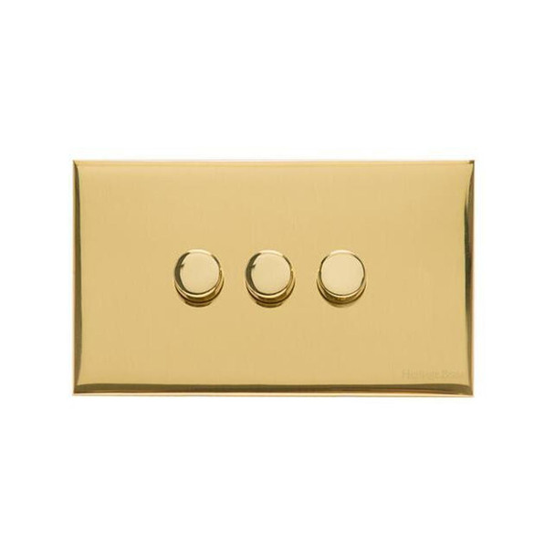 Winchester Range 3 Gang Dimmer (400 watts) in Polished Brass  - Trimless
