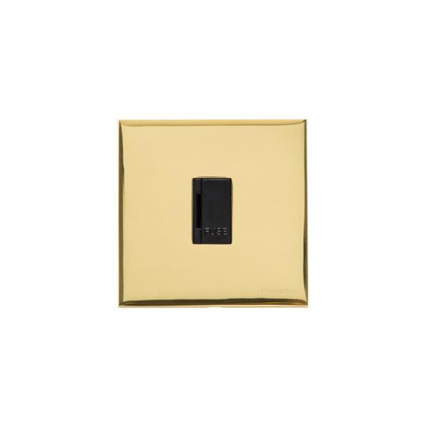 Winchester Range Unswitched Spur (13 Amp) in Polished Brass  - Black Trim