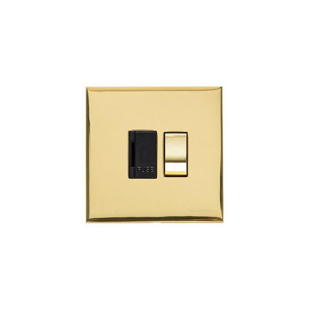 Winchester Range Switched Spur (13 Amp) in Polished Brass  - Black Trim