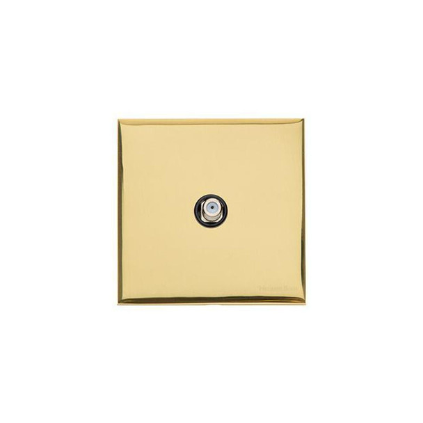 Winchester Range 1 Gang Satellite Socket in Polished Brass  - Black Trim