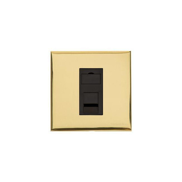 Winchester Range 1 Gang Cat 6 in Polished Brass  - Black Trim