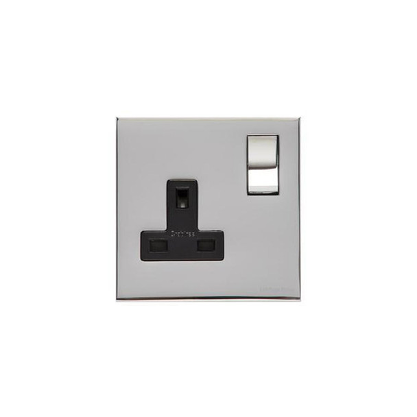 Winchester Range Single Socket (13 Amp) in Polished Chrome  - Black Trim