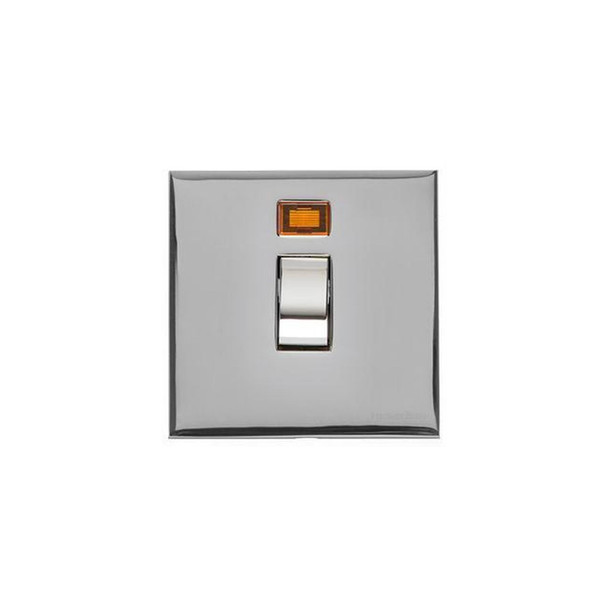Winchester Range 20A Double Pole Switch with Neon in Polished Chrome  - Black Trim