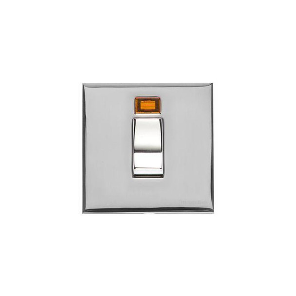 Winchester Range 45A DP Cooker Switch with Neon (single plate) in Polished Chrome  - Black Trim