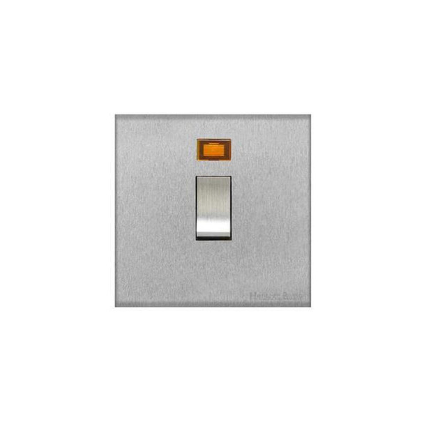 Winchester Range 20A Double Pole Switch with Neon in Satin Chrome  - Black Trim