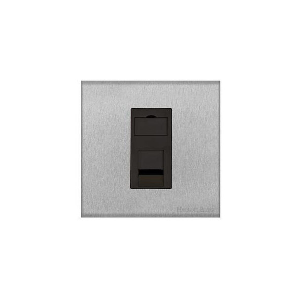 Winchester Range 1 Gang RJ11 in Satin Chrome  - Black Trim