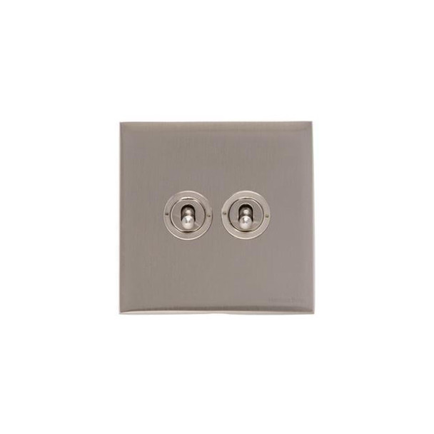 Winchester Range 2 Gang Toggle Switch in Satin Nickel  - Trimless