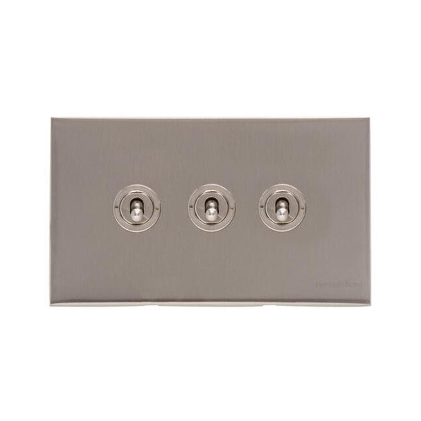 Winchester Range 3 Gang Toggle Switch in Satin Nickel  - Trimless