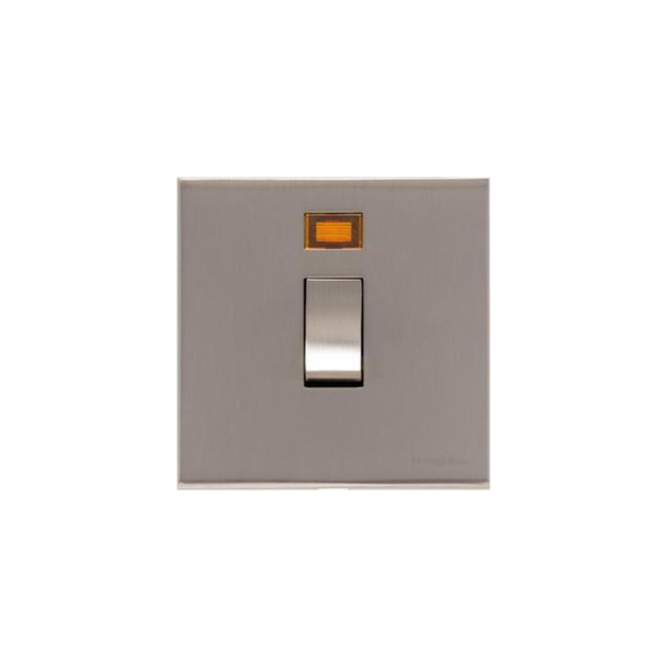 Winchester Range 20A Double Pole Switch with Neon in Satin Nickel  - Black Trim