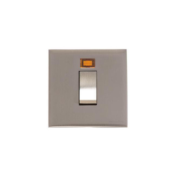 Winchester Range 45A DP Cooker Switch with Neon (single plate) in Satin Nickel  - Black Trim