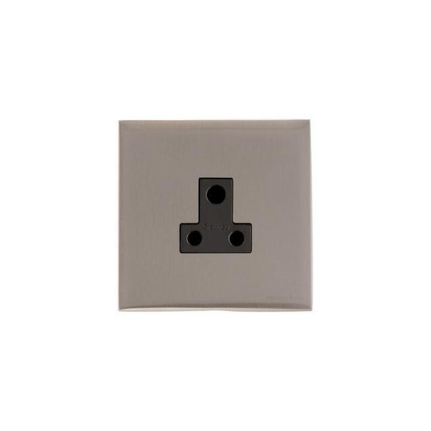 Winchester Range 5 Amp 3 Round Pin Socket in Satin Nickel  - Black Trim