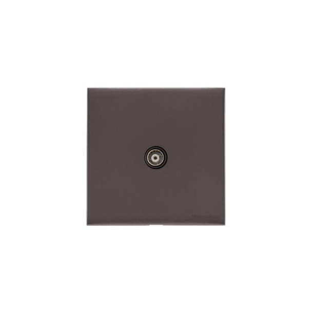 Winchester Range 1 Gang Non-Isolated TV Coaxial Socket in Matt Bronze  - Black Trim