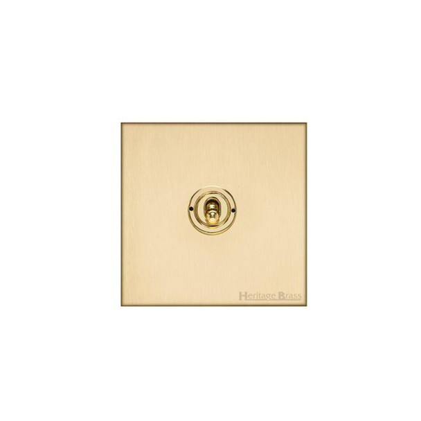Winchester Range 1 Gang Toggle Switch in Satin Brass  - Trimless