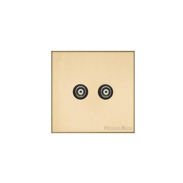 Winchester Range TV/FM Diplexed Socket in Satin Brass  - Black Trim