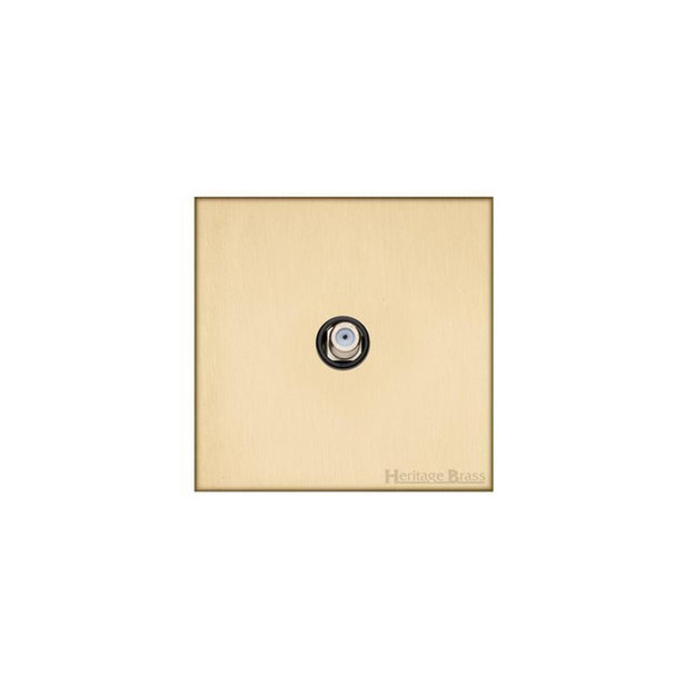 Winchester Range 1 Gang Satellite Socket in Satin Brass  - Black Trim