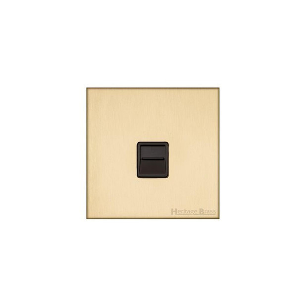 Winchester Range 1 Gang Secondary Line Socket in Satin Brass  - Black Trim