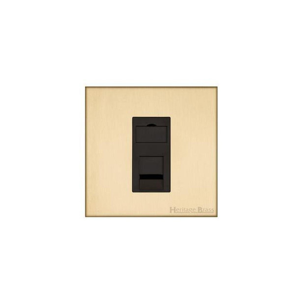 Winchester Range 1 Gang RJ11 in Satin Brass  - Black Trim