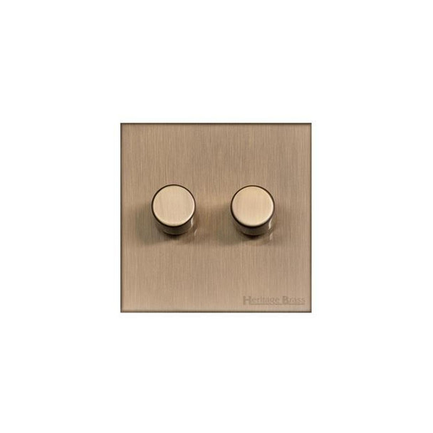 Winchester Range 2 Gang LED Dimmer in Antique Brass  - Trimless