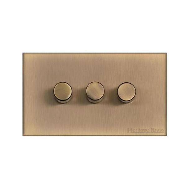 Winchester Range 3 Gang Dimmer (400 watts) in Antique Brass  - Trimless