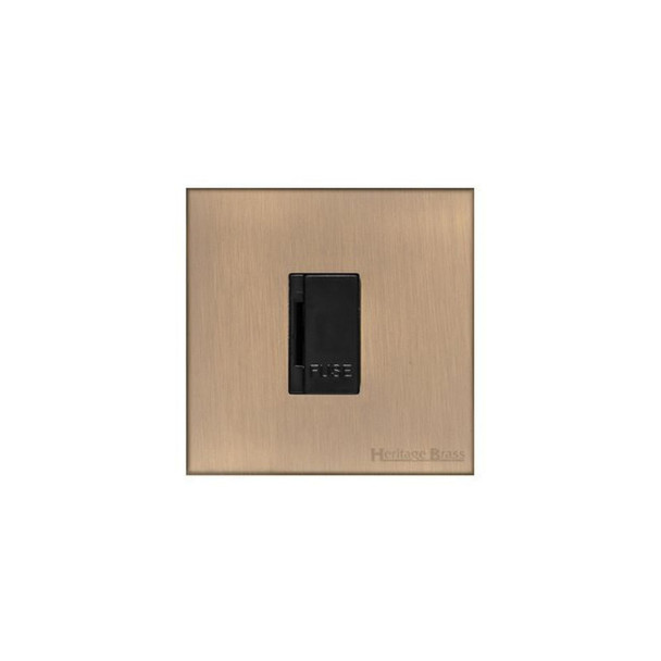 Winchester Range Unswitched Spur (13 Amp) in Antique Brass  - Black Trim