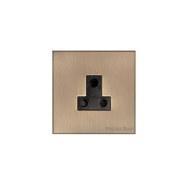 Winchester Range 5 Amp 3 Round Pin Socket in Antique Brass  - Black Trim