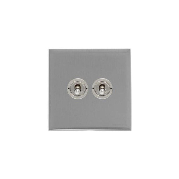 Winchester Range 2 Gang Toggle Switch in Satin Chrome Silk  - Trimless