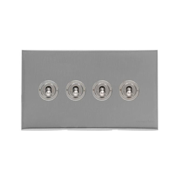 Winchester Range 4 Gang Toggle Switch in Satin Chrome Silk  - Trimless