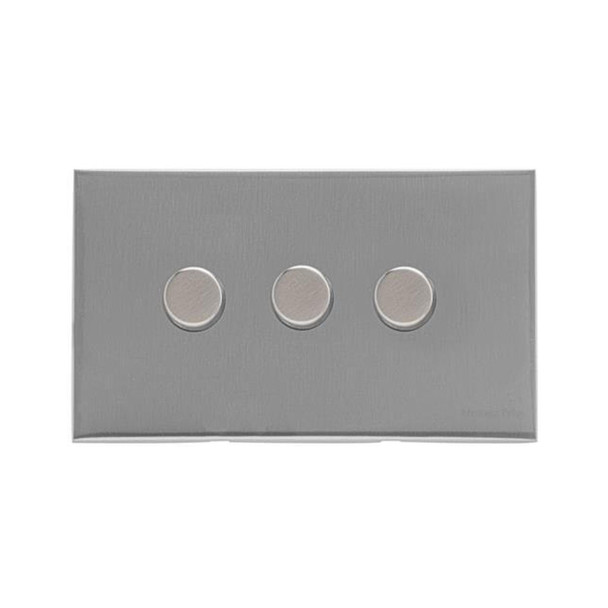 Winchester Range 3 Gang LED Dimmer in Satin Chrome Silk  - Trimless