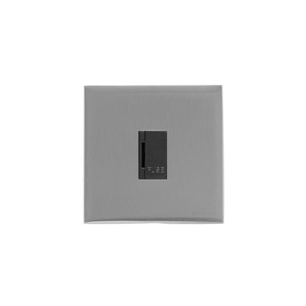 Winchester Range Unswitched Spur (13 Amp) in Satin Chrome Silk  - Black Trim