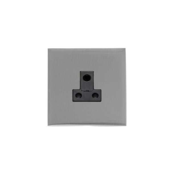 Winchester Range 5 Amp 3 Round Pin Socket in Satin Chrome Silk  - Black Trim