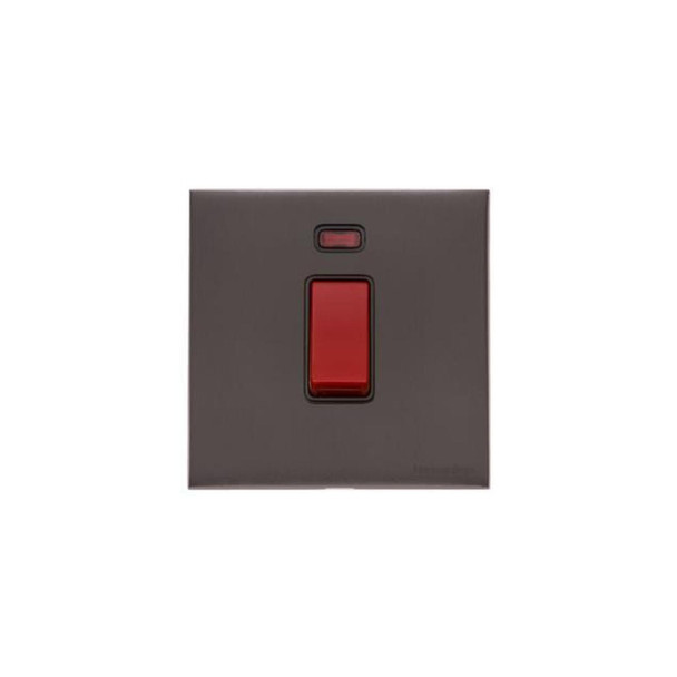 Windsor Range 45A DP Cooker Switch with Neon (single plate) in Matt Bronze  - Black Trim