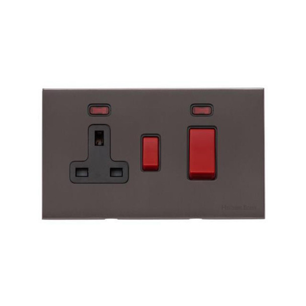 Windsor Range 45A Cooker Unit + 13A Socket in Matt Bronze  - Black Trim