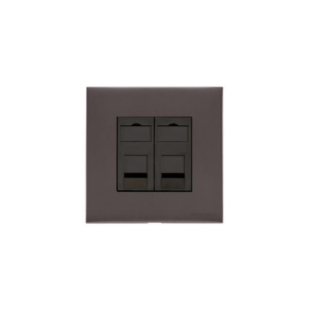 Windsor Range 2 Gang Secondary Line Socket in Matt Bronze  - Black Trim