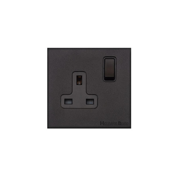 Windsor Range Single Socket (13 Amp) in Matt Black  - Black Trim