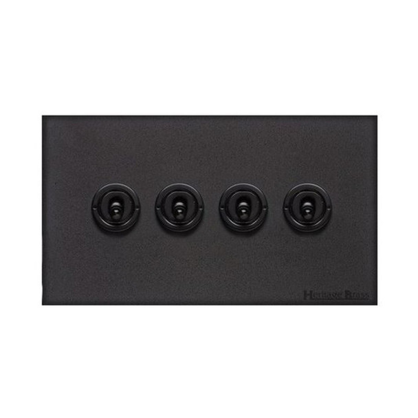 Windsor Range 4 Gang Toggle Switch in Matt Black