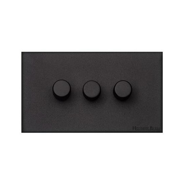 Windsor Range 3 Gang LED Dimmer in Matt Black