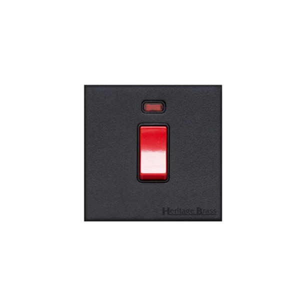 Windsor Range 45A DP Cooker Switch with Neon (single plate) in Matt Black  - Black Trim