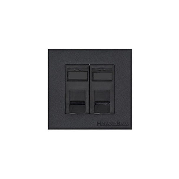 Windsor Range 2 Gang Master Line Socket in Matt Black  - Black Trim