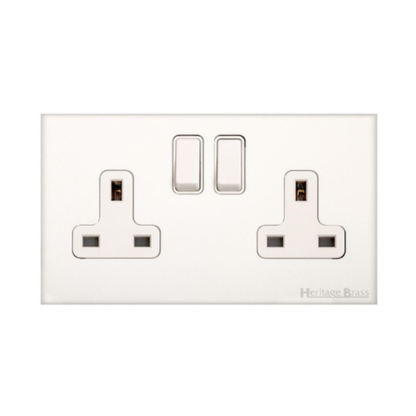 Windsor Range Double Socket (13 Amp) in Matt White  - White Trim