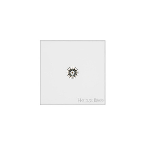 Windsor Range 1 Gang Isolated TV Coaxial Socket in Matt White  - White Trim