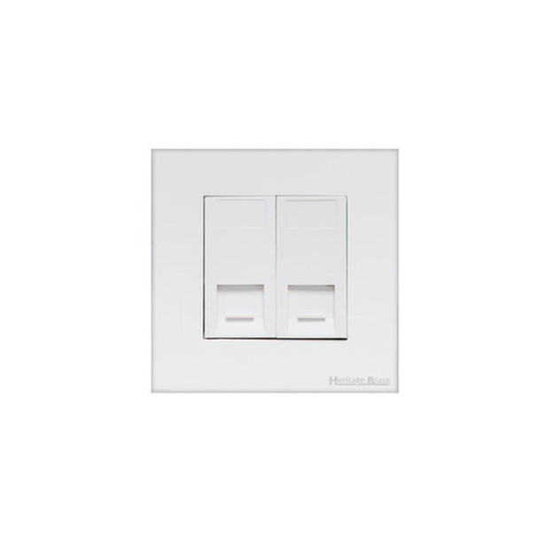 Windsor Range 2 Gang Cat 6 in Matt White  - White Trim