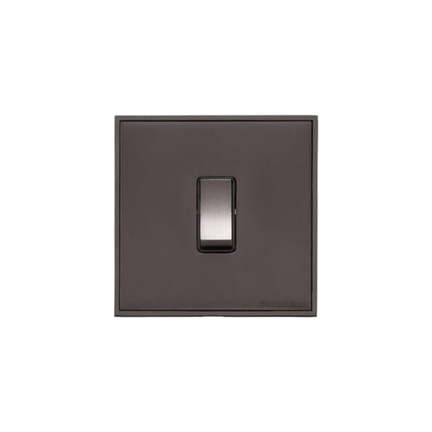 Executive Range 1 Gang Intermediate Rocker Switch (10 Amp) in Matt Bronze  - Black Trim