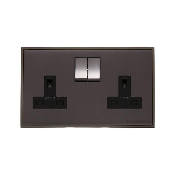 Executive Range Double Socket (13 Amp) in Matt Bronze  - Black Trim